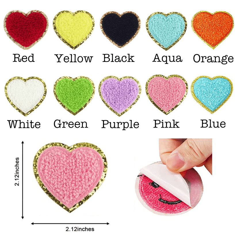 Self Adhesive Chenille Heart Patches