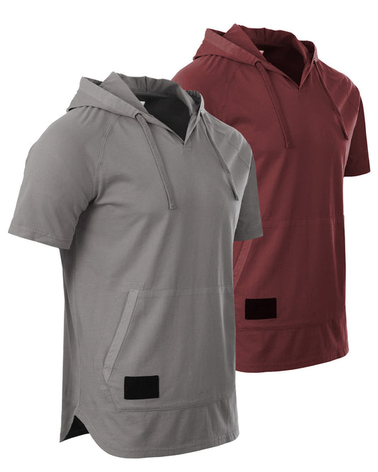 ZIMEGO Men's Pigment Dyed Short Sleeve Vintage Fashion Hoodie